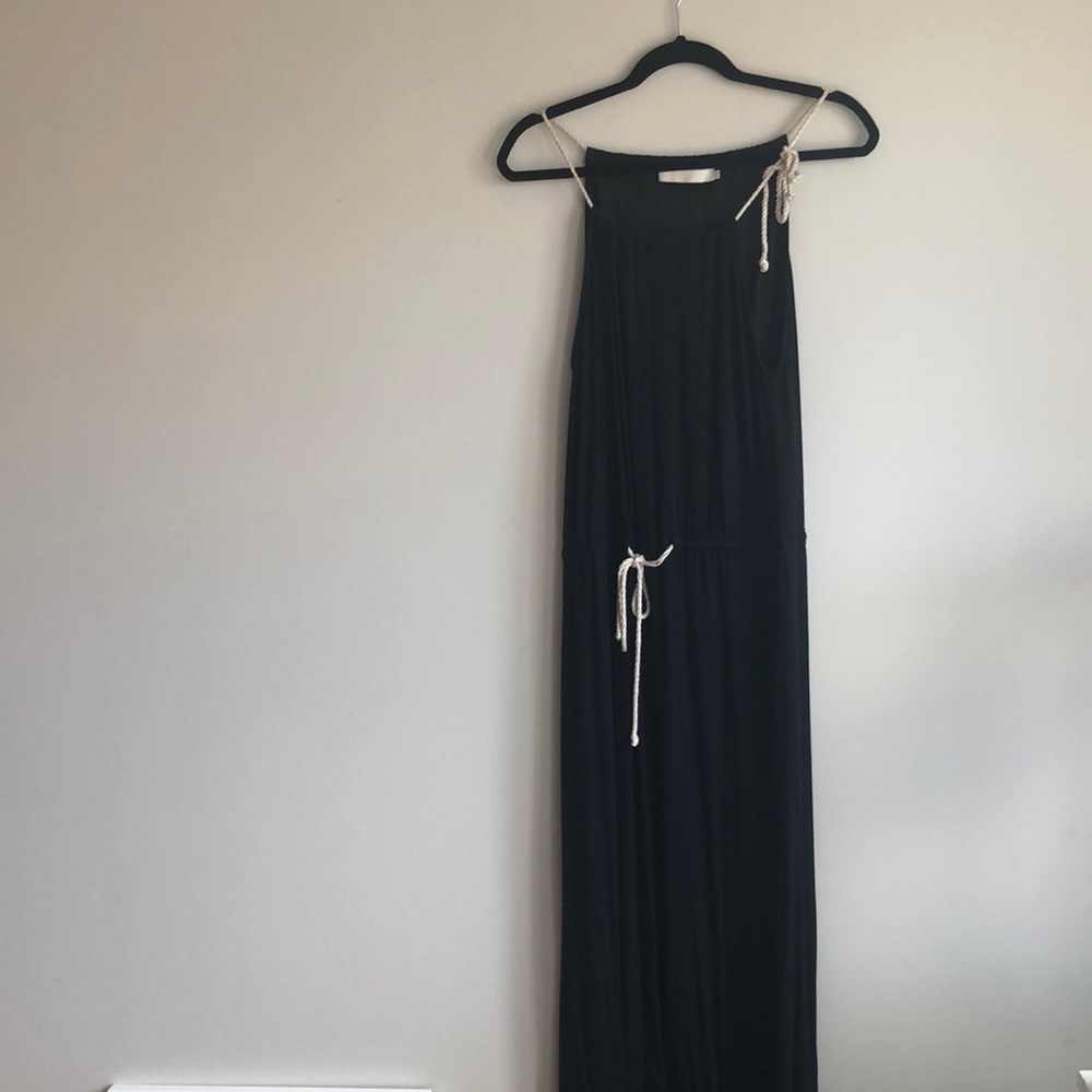 Cotton midi tie waist dress